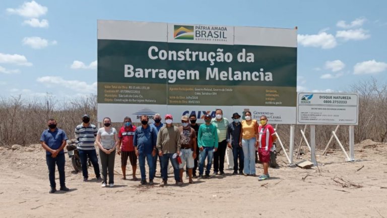 Açude Melancia: Diretoria do Comitê do Curu visita obras do reservatório